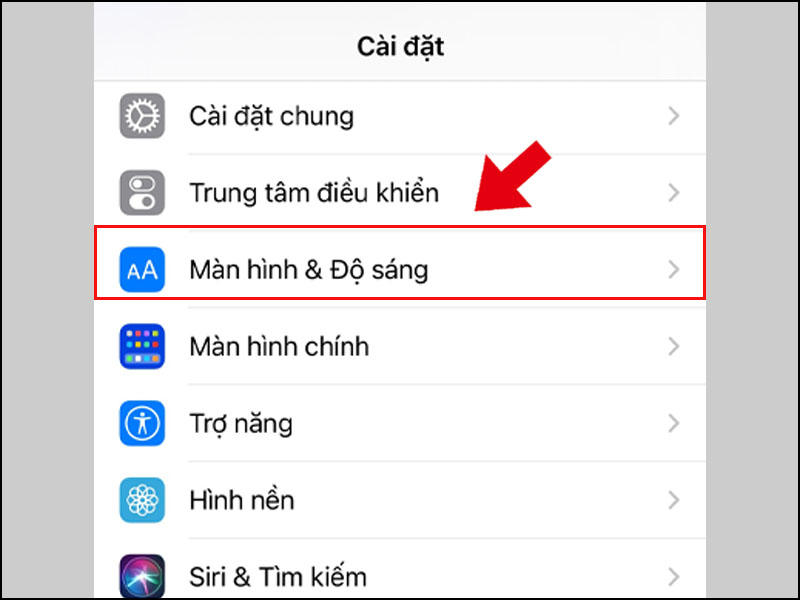 Chọn Màn hình và độ sáng